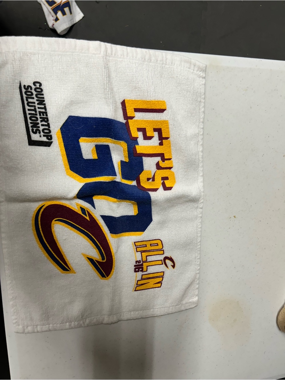 NBA Cleveland Cavaliers White Hand Towel with Blue, Gold and Wine Graphics